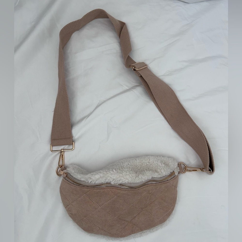 Ellison Tan Quilted Crossbody Bag